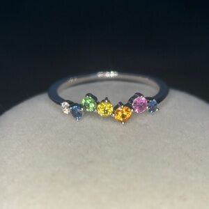 Multicolor Gemstone Silver Ring